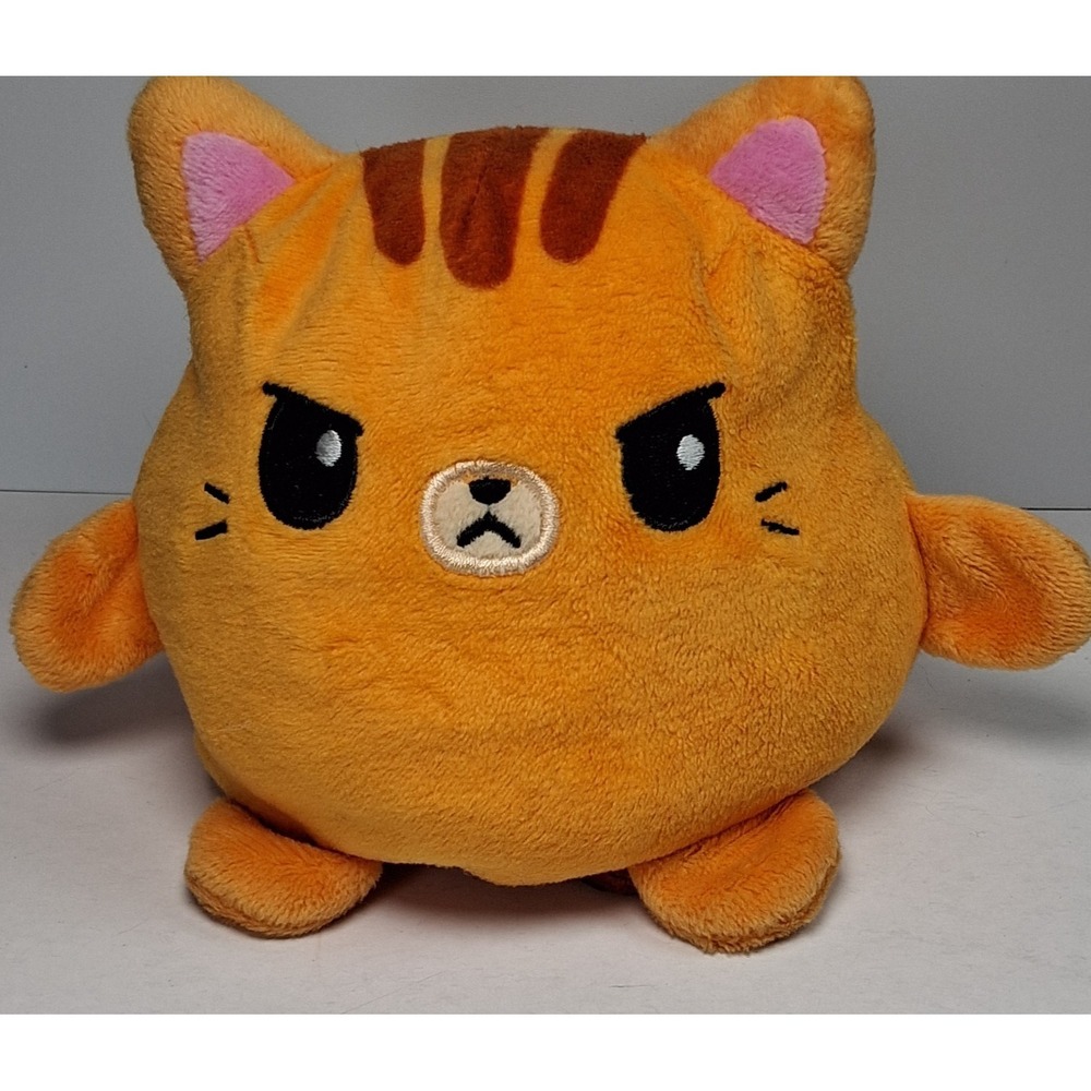 TeeTurtle Original Reversible Cat Plush - Orange Tabby - Happy & Angry